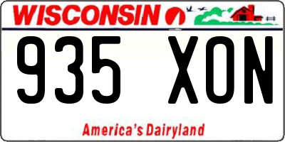WI license plate 935XON