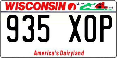 WI license plate 935XOP