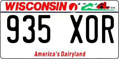 WI license plate 935XOR