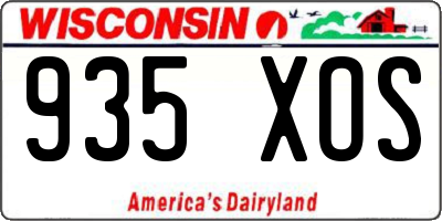 WI license plate 935XOS