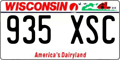 WI license plate 935XSC