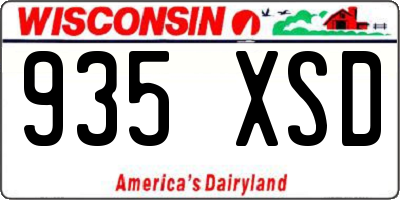 WI license plate 935XSD