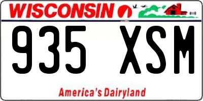 WI license plate 935XSM