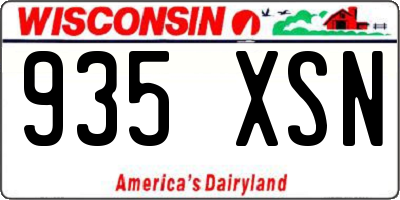 WI license plate 935XSN