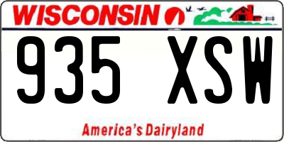 WI license plate 935XSW