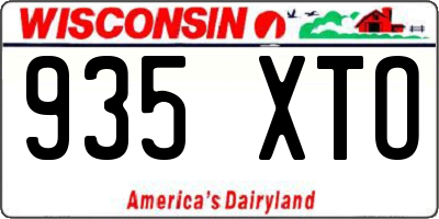WI license plate 935XTO