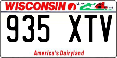 WI license plate 935XTV