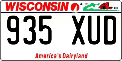 WI license plate 935XUD