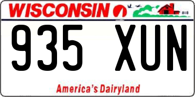WI license plate 935XUN
