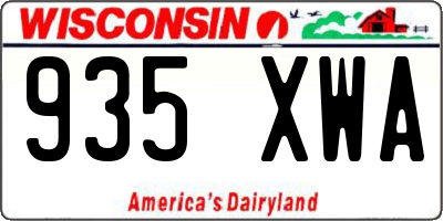 WI license plate 935XWA