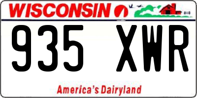 WI license plate 935XWR
