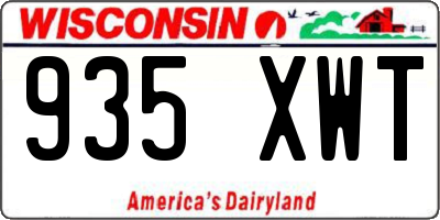 WI license plate 935XWT