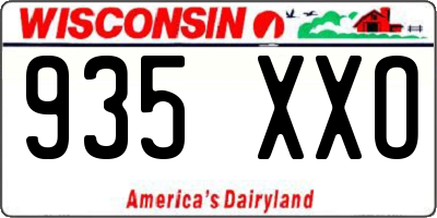 WI license plate 935XXO
