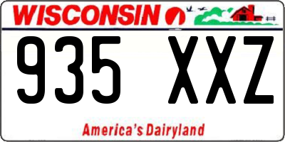 WI license plate 935XXZ