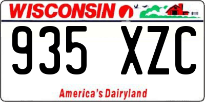 WI license plate 935XZC