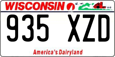 WI license plate 935XZD