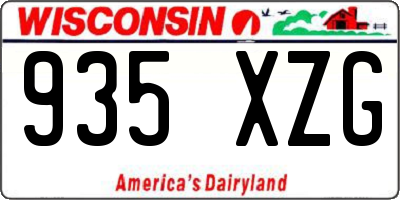 WI license plate 935XZG