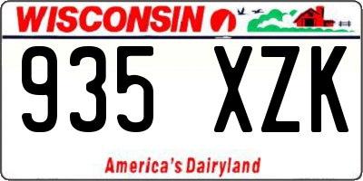 WI license plate 935XZK