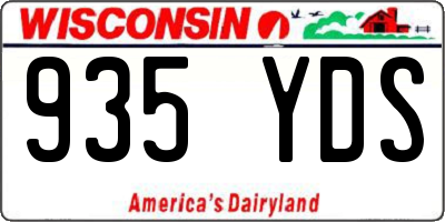 WI license plate 935YDS