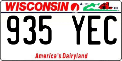 WI license plate 935YEC