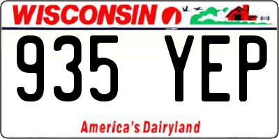 WI license plate 935YEP