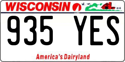 WI license plate 935YES