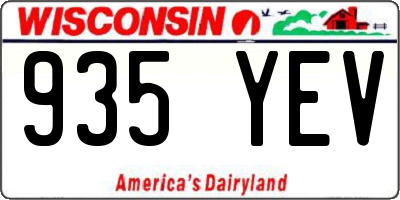 WI license plate 935YEV