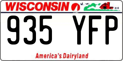 WI license plate 935YFP
