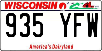 WI license plate 935YFW