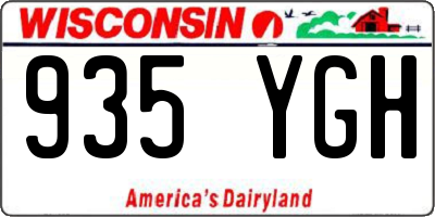 WI license plate 935YGH