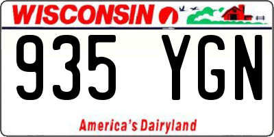 WI license plate 935YGN