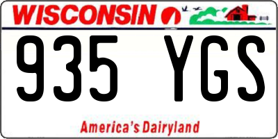WI license plate 935YGS