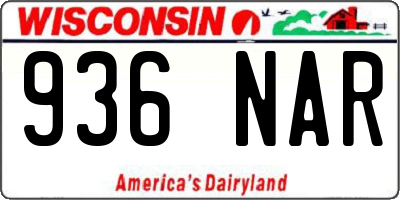 WI license plate 936NAR