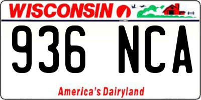 WI license plate 936NCA
