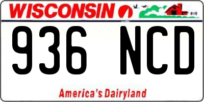 WI license plate 936NCD