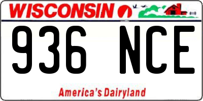WI license plate 936NCE