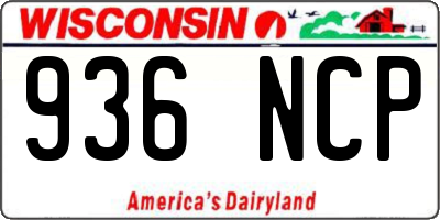 WI license plate 936NCP