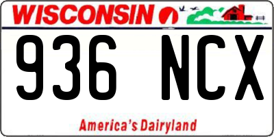 WI license plate 936NCX
