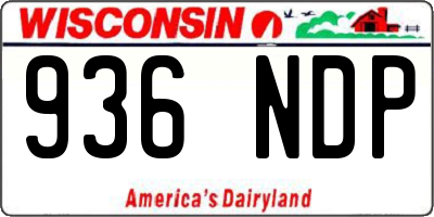 WI license plate 936NDP