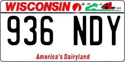 WI license plate 936NDY