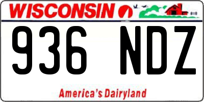 WI license plate 936NDZ