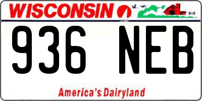 WI license plate 936NEB