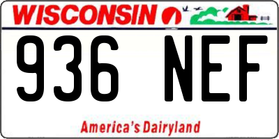 WI license plate 936NEF