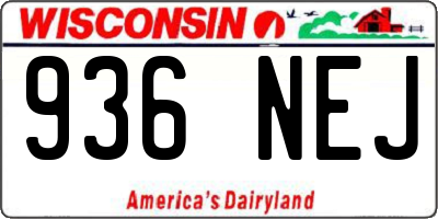 WI license plate 936NEJ
