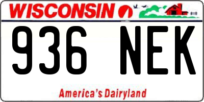 WI license plate 936NEK