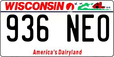 WI license plate 936NEO