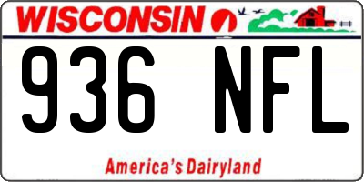 WI license plate 936NFL