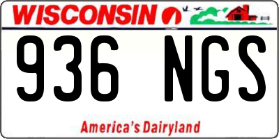 WI license plate 936NGS