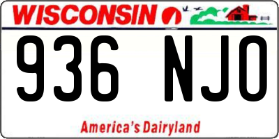 WI license plate 936NJO