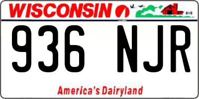 WI license plate 936NJR